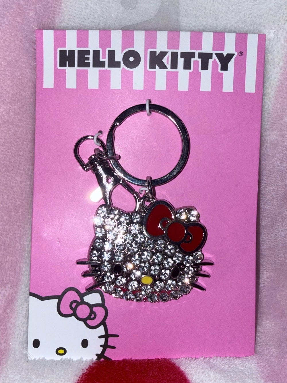 NWT Hello Kitty Pink & Red Crystal Keyring by Hello Kitty